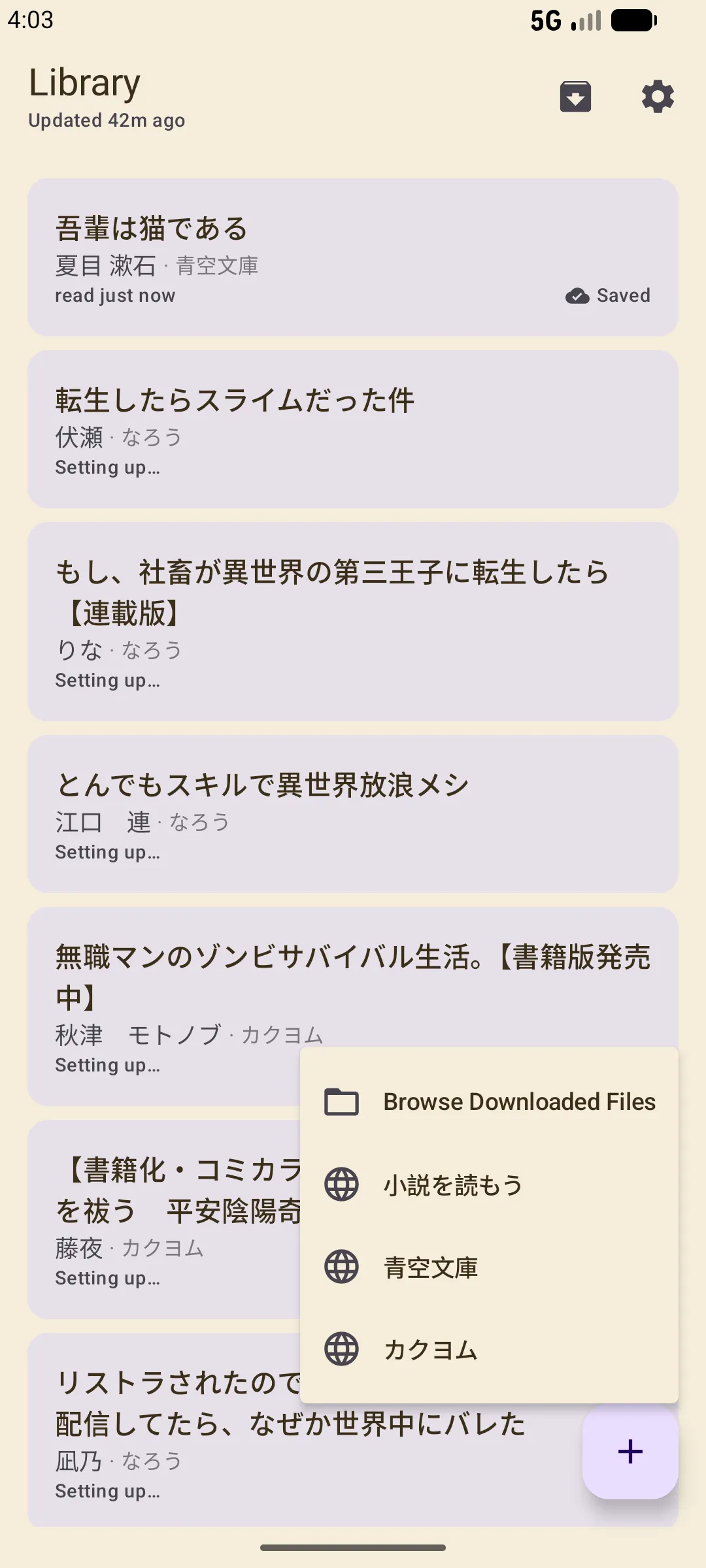 Library screen